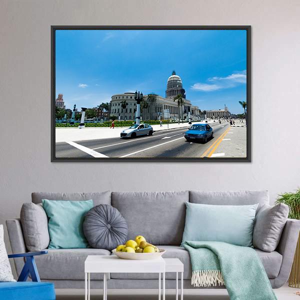 El Capitolio In Havana Panoramic Canvas Wall Art-1 Piece-36" x 12"-Tiaracle