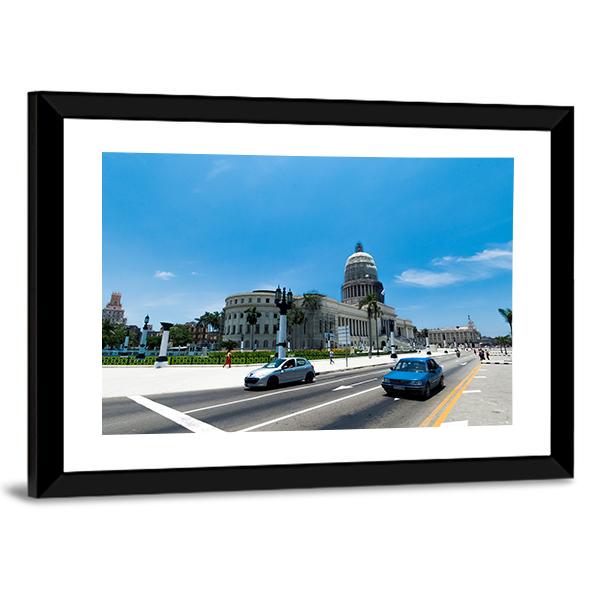 El Capitolio In Havana Panoramic Canvas Wall Art-1 Piece-36&quot; x 12&quot;-Tiaracle