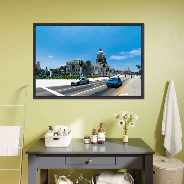 El Capitolio In Havana Panoramic Canvas Wall Art-1 Piece-36&quot; x 12&quot;-Tiaracle