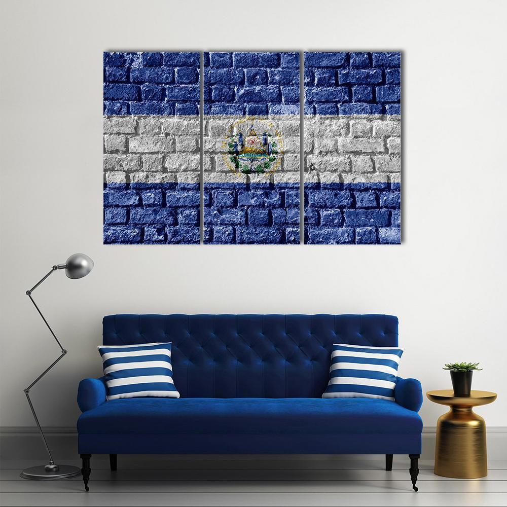 El Salvador Flag Canvas Wall Art-3 Horizontal-Gallery Wrap-37" x 24"-Tiaracle