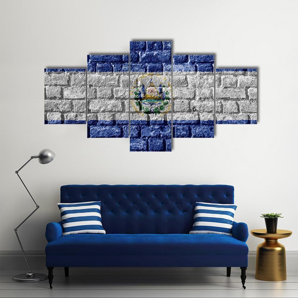 El Salvador Flag Canvas Wall Art-3 Horizontal-Gallery Wrap-37" x 24"-Tiaracle