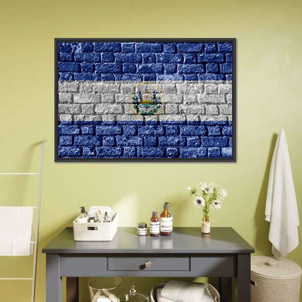 El Salvador Flag Canvas Wall Art-3 Horizontal-Gallery Wrap-25" x 16"-Tiaracle