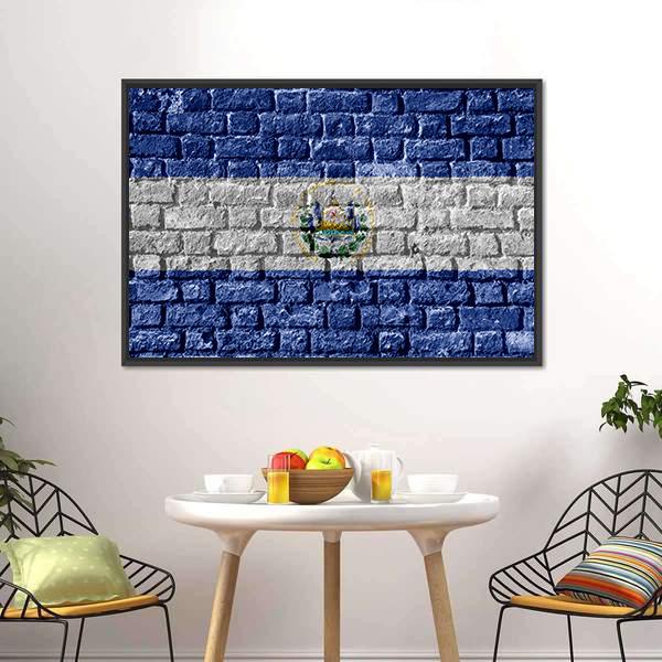 El Salvador Flag Canvas Wall Art-1 Piece-Floating Frame-24" x 16"-Tiaracle