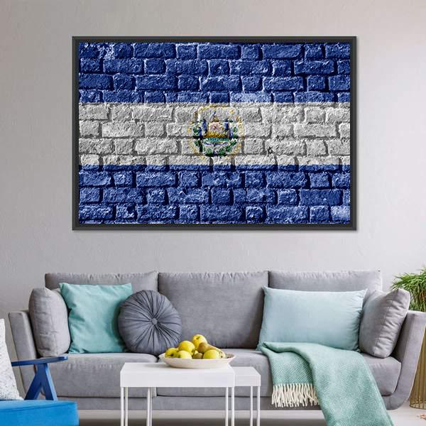 El Salvador Flag Canvas Wall Art-3 Horizontal-Gallery Wrap-25" x 16"-Tiaracle