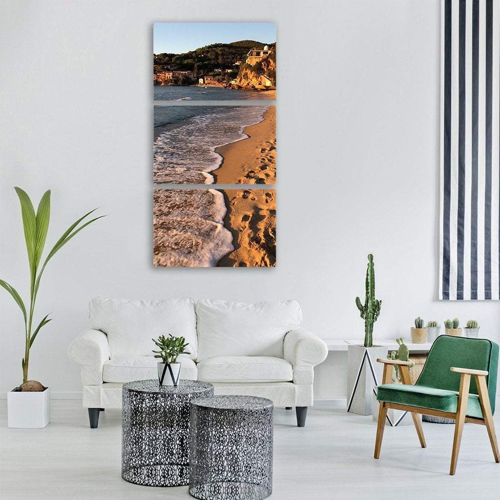 Elba Island With Sea Bay Vertical Canvas Wall Art-3 Vertical-Gallery Wrap-12" x 25"-Tiaracle