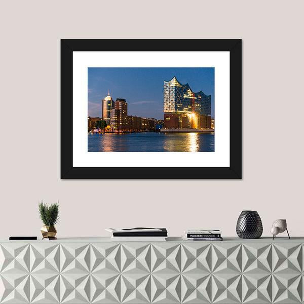 Elbe Philharmonic Hall Canvas Wall Art-1 Piece-Framed Print-20" x 16"-Tiaracle