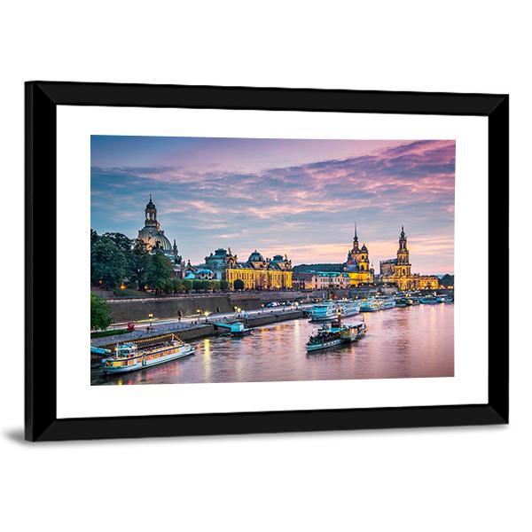Elbe River Dresden Canvas Wall Art-5 Horizontal-Gallery Wrap-22" x 12"-Tiaracle