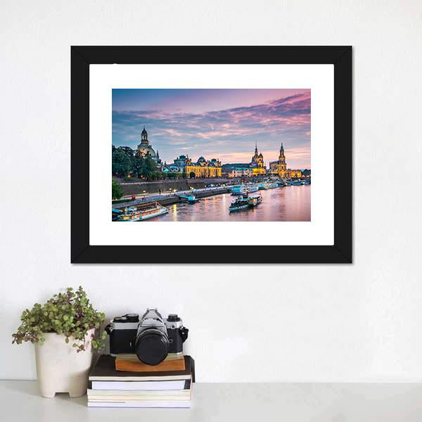 Elbe River Dresden Canvas Wall Art-5 Horizontal-Gallery Wrap-22" x 12"-Tiaracle