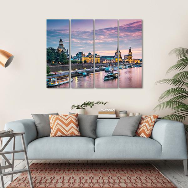 Elbe River Dresden Canvas Wall Art-4 Horizontal-Gallery Wrap-34" x 24"-Tiaracle