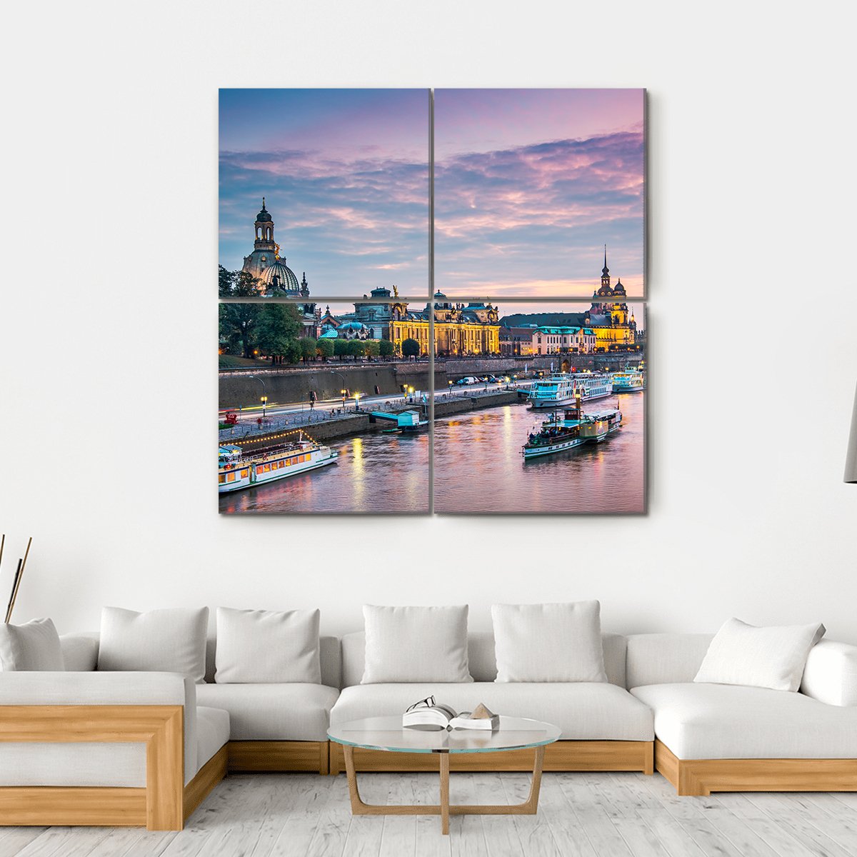 Elbe River Dresden Canvas Wall Art-4 Square-Gallery Wrap-17" x 17"-Tiaracle