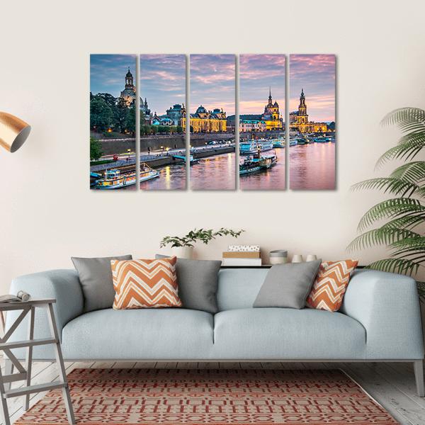 Elbe River Dresden Canvas Wall Art-5 Horizontal-Gallery Wrap-22" x 12"-Tiaracle