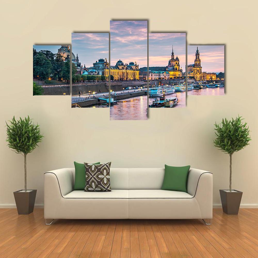 Elbe River Dresden Canvas Wall Art-4 Pop-Gallery Wrap-50" x 32"-Tiaracle