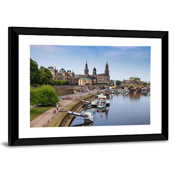 Elbe River Embankment Dresden Panoramic Canvas Wall Art-1 Piece-36" x 12"-Tiaracle