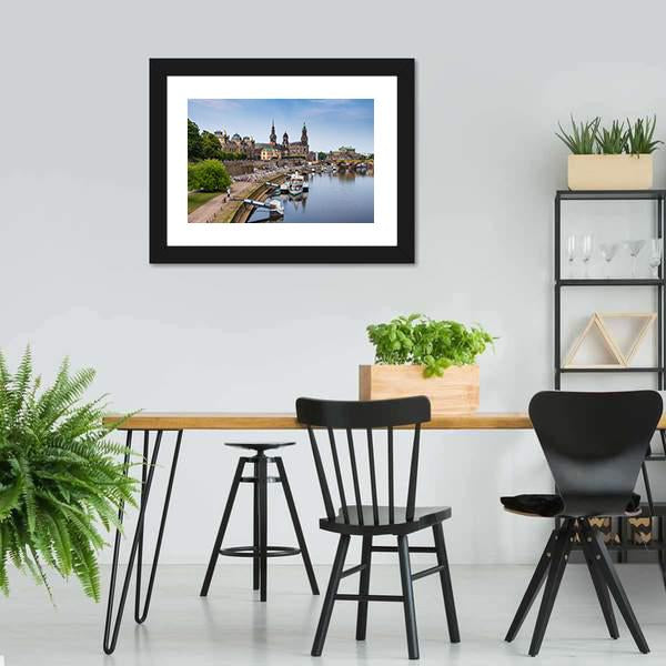 Elbe River Embankment Dresden Panoramic Canvas Wall Art-1 Piece-36" x 12"-Tiaracle
