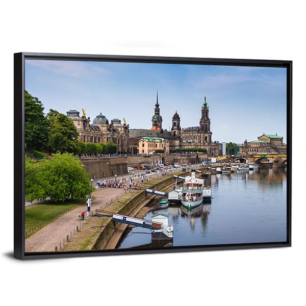 Elbe River Embankment Dresden Panoramic Canvas Wall Art-1 Piece-36" x 12"-Tiaracle