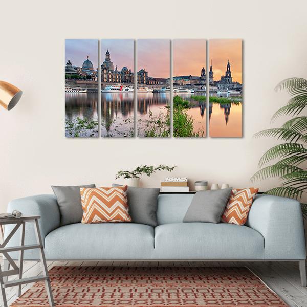 Elbe River In Dresden Canvas Wall Art-5 Horizontal-Gallery Wrap-22" x 12"-Tiaracle