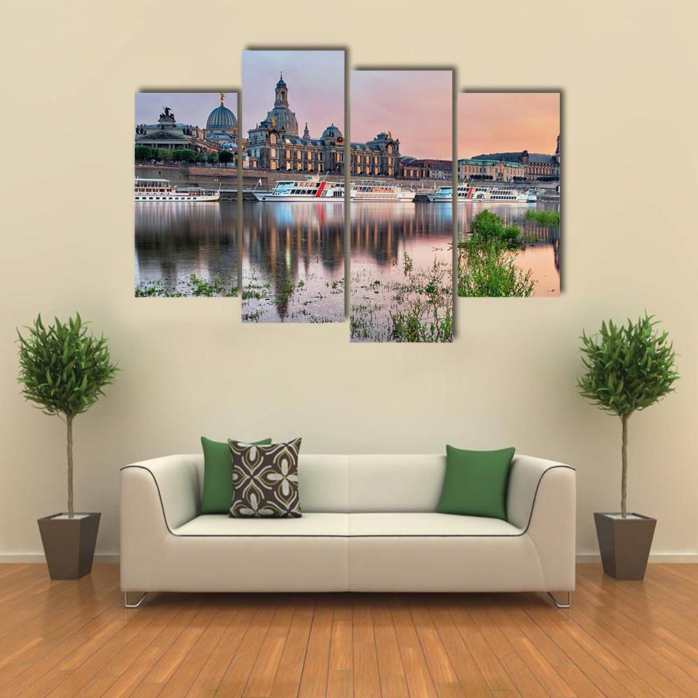 Elbe River In Dresden Canvas Wall Art-4 Pop-Gallery Wrap-50" x 32"-Tiaracle