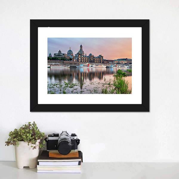 Elbe River In Dresden Panoramic Canvas Wall Art-1 Piece-36" x 12"-Tiaracle