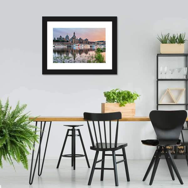 Elbe River In Dresden Panoramic Canvas Wall Art-1 Piece-36" x 12"-Tiaracle