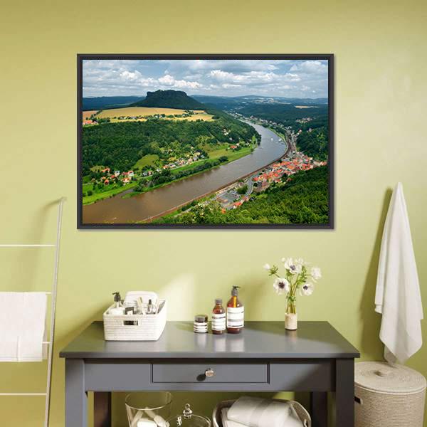 Elbe River In Germany Canvas Wall Art-5 Horizontal-Gallery Wrap-22" x 12"-Tiaracle