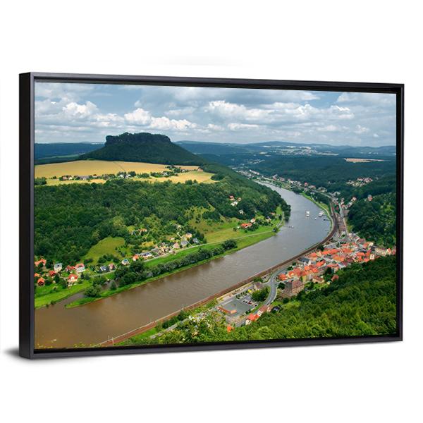 Elbe River In Germany Canvas Wall Art-5 Horizontal-Gallery Wrap-22" x 12"-Tiaracle