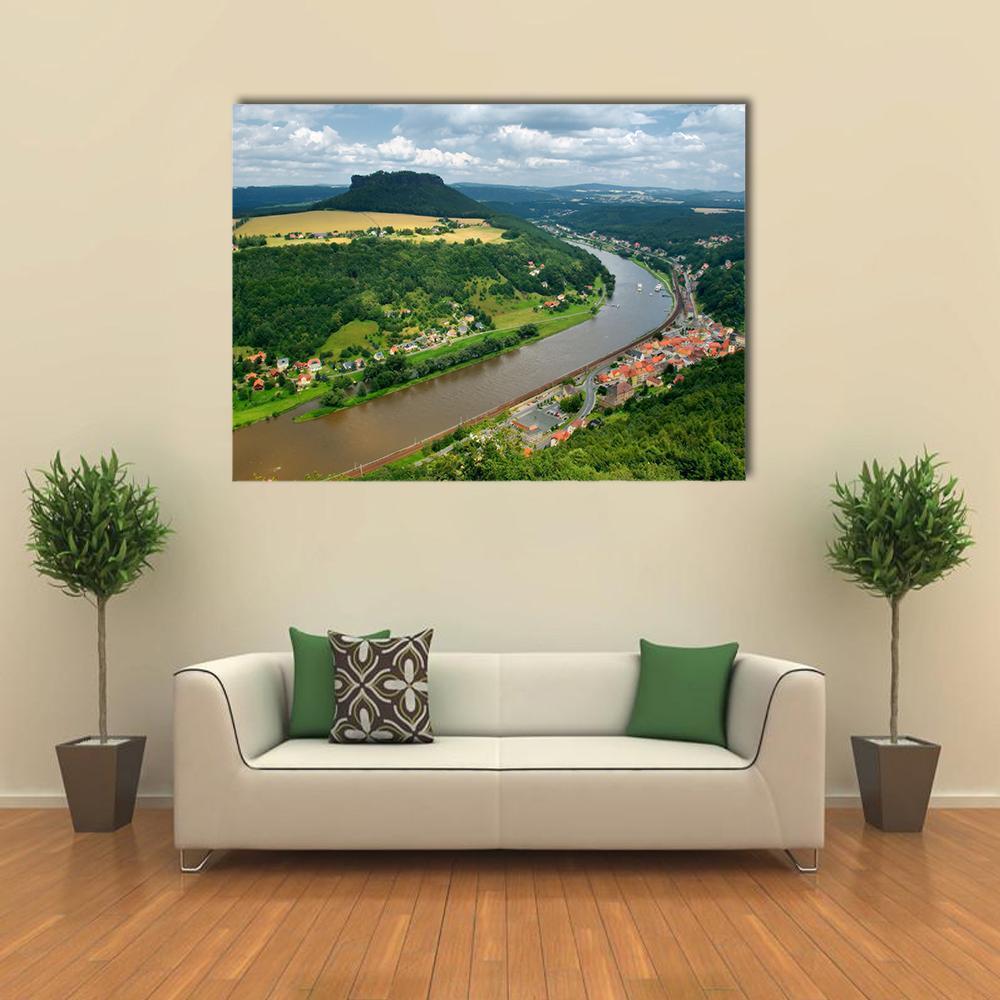 Elbe River In Germany Canvas Wall Art-5 Star-Gallery Wrap-62" x 32"-Tiaracle