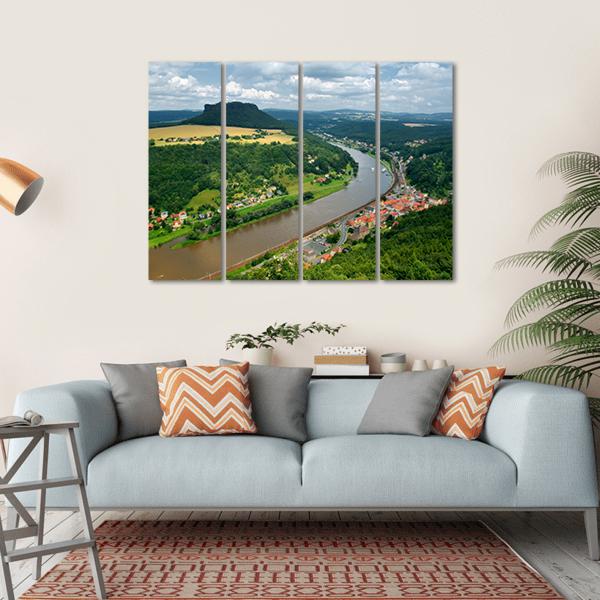 Elbe River In Germany Canvas Wall Art-4 Horizontal-Gallery Wrap-34" x 24"-Tiaracle
