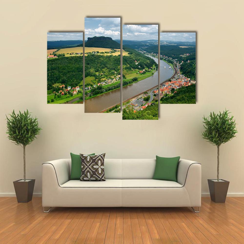 Elbe River In Germany Canvas Wall Art-4 Pop-Gallery Wrap-50" x 32"-Tiaracle
