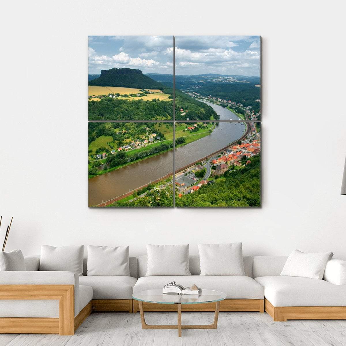 Elbe River In Germany Canvas Wall Art-4 Square-Gallery Wrap-17" x 17"-Tiaracle