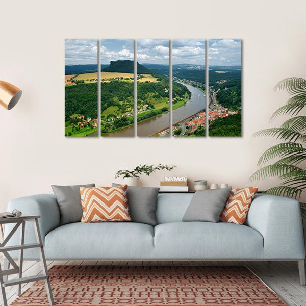 Elbe River In Germany Canvas Wall Art-5 Horizontal-Gallery Wrap-22" x 12"-Tiaracle