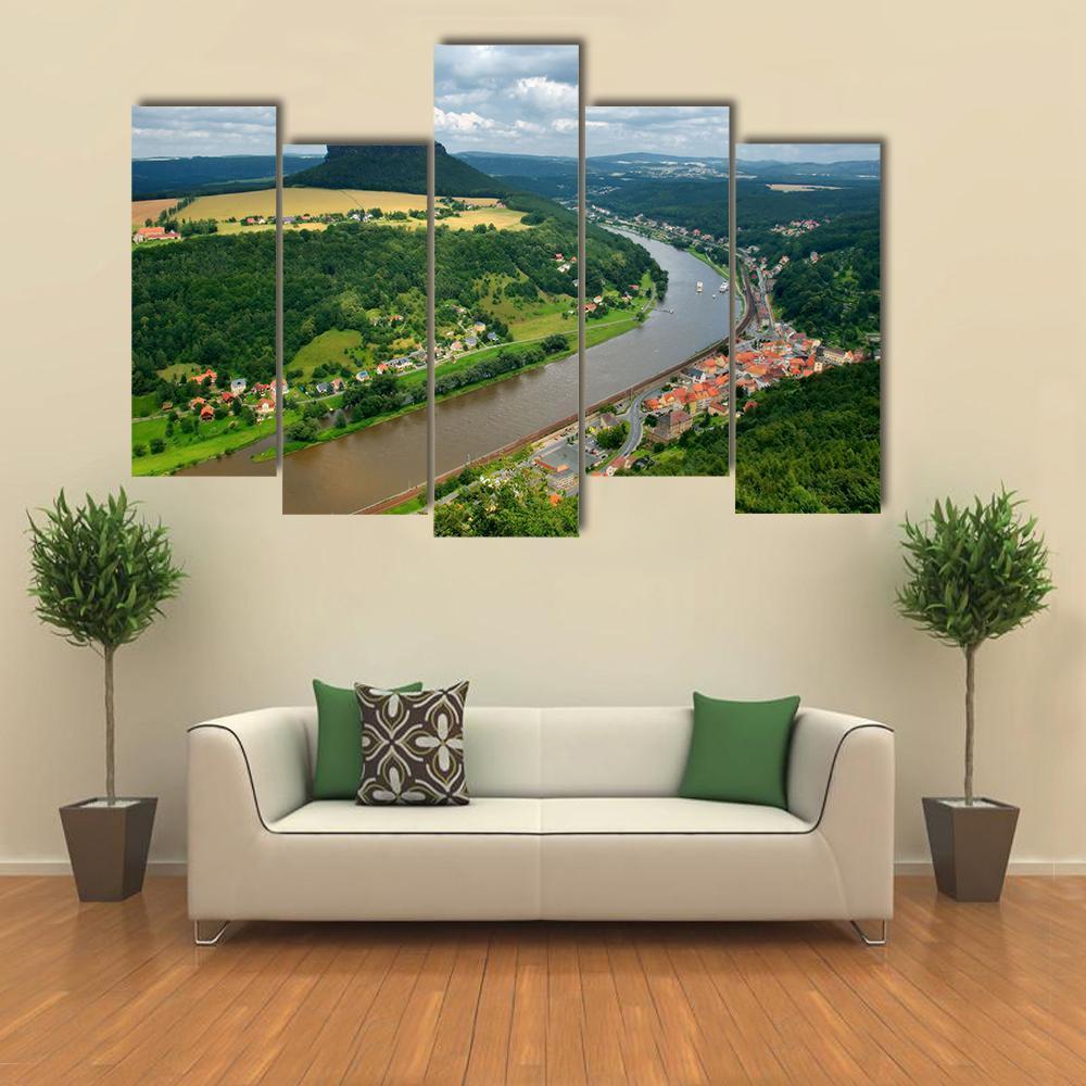 Elbe River In Germany Canvas Wall Art-5 Pop-Gallery Wrap-47" x 32"-Tiaracle