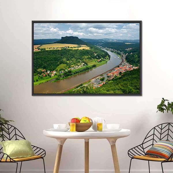 Elbe River In Germany Canvas Wall Art-1 Piece-Floating Frame-24" x 16"-Tiaracle
