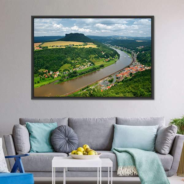 Elbe River In Germany Canvas Wall Art-3 Horizontal-Gallery Wrap-25" x 16"-Tiaracle