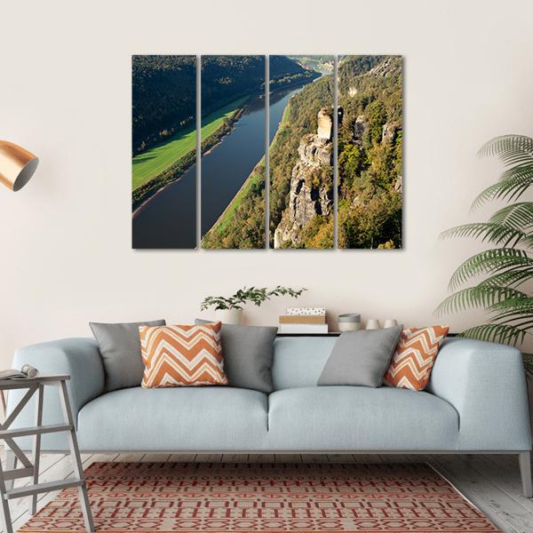 Elbe River In Saxony Canvas Wall Art-4 Horizontal-Gallery Wrap-34" x 24"-Tiaracle