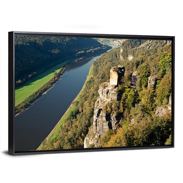 Elbe River In Saxony Canvas Wall Art-5 Horizontal-Gallery Wrap-22" x 12"-Tiaracle
