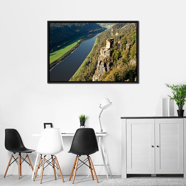 Elbe River In Saxony Canvas Wall Art-5 Horizontal-Gallery Wrap-22" x 12"-Tiaracle