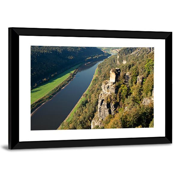 Elbe River In Saxony Canvas Wall Art-5 Horizontal-Gallery Wrap-22" x 12"-Tiaracle