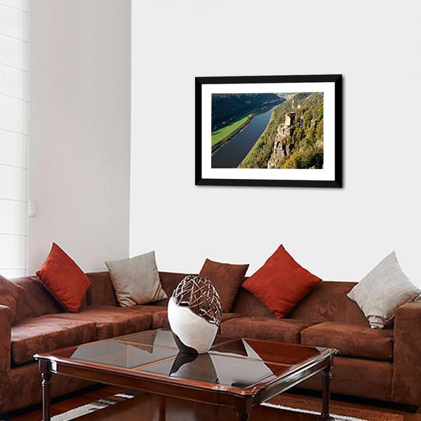 Elbe River In Saxony Canvas Wall Art-5 Horizontal-Gallery Wrap-22" x 12"-Tiaracle