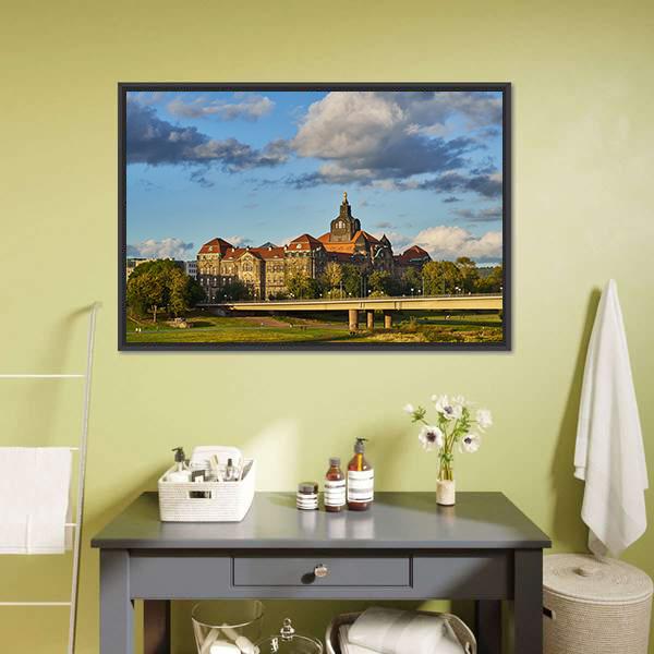 Elegant Baroque City Dresden Canvas Wall Art-1 Piece-Floating Frame-24" x 16"-Tiaracle