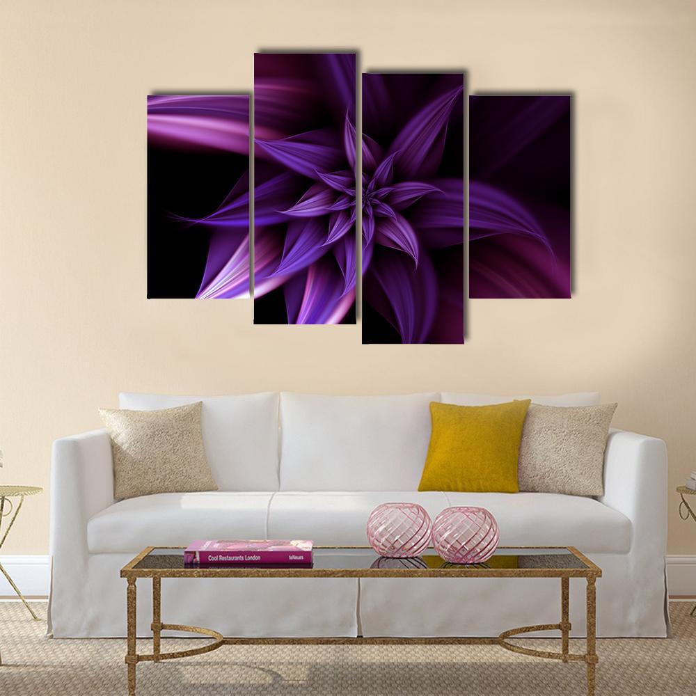 Elegant Fantasy Flower Canvas Wall Art-4 Pop-Gallery Wrap-50" x 32"-Tiaracle