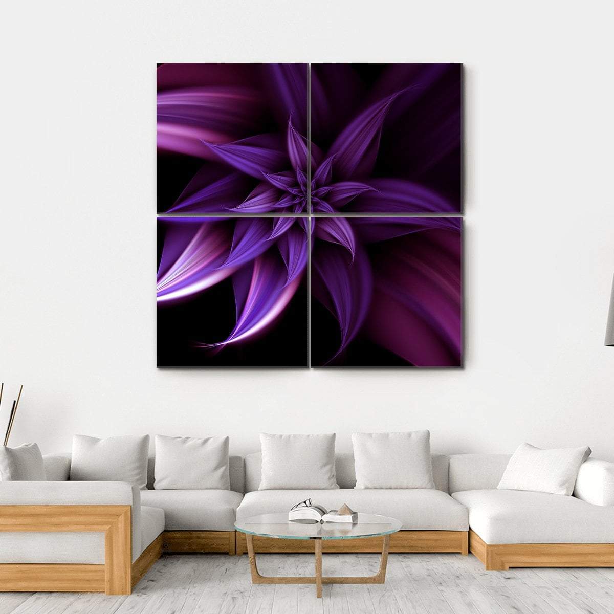 Elegant Fantasy Flower Canvas Wall Art-4 Square-Gallery Wrap-17" x 17"-Tiaracle