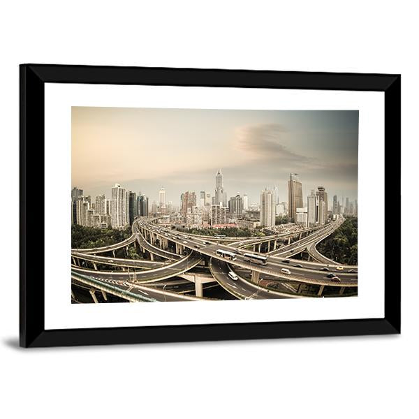 Elevated Road Junction Shanghai Canvas Wall Art-5 Horizontal-Gallery Wrap-22" x 12"-Tiaracle