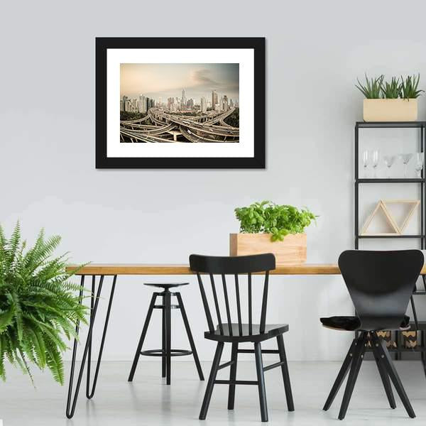 Elevated Road Junction Shanghai Canvas Wall Art-5 Horizontal-Gallery Wrap-22" x 12"-Tiaracle