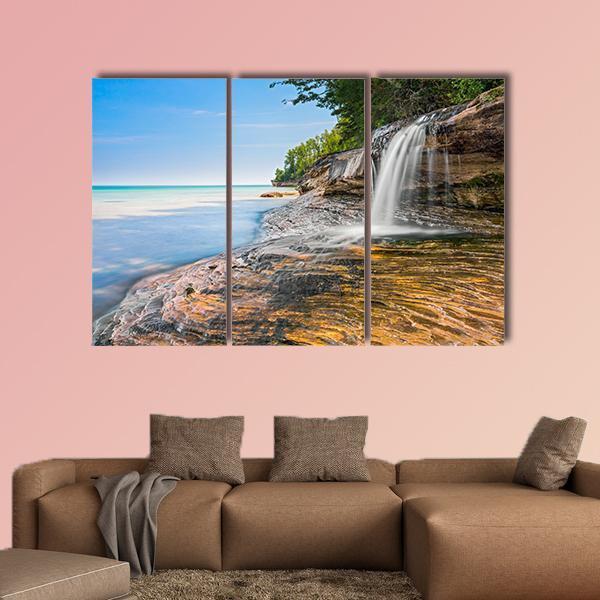 Elliot Waterfall Canvas Wall Art-3 Horizontal-Gallery Wrap-37" x 24"-Tiaracle
