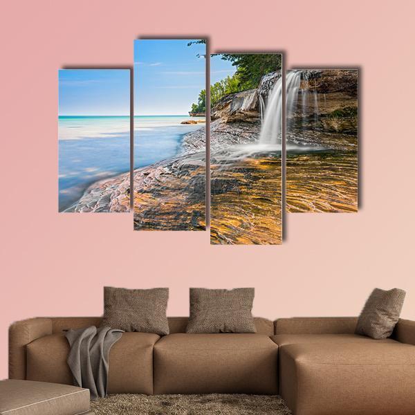 Elliot Waterfall Canvas Wall Art-4 Pop-Gallery Wrap-50" x 32"-Tiaracle