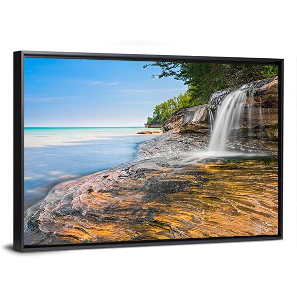 Elliot Waterfall Canvas Wall Art-3 Horizontal-Gallery Wrap-25" x 16"-Tiaracle