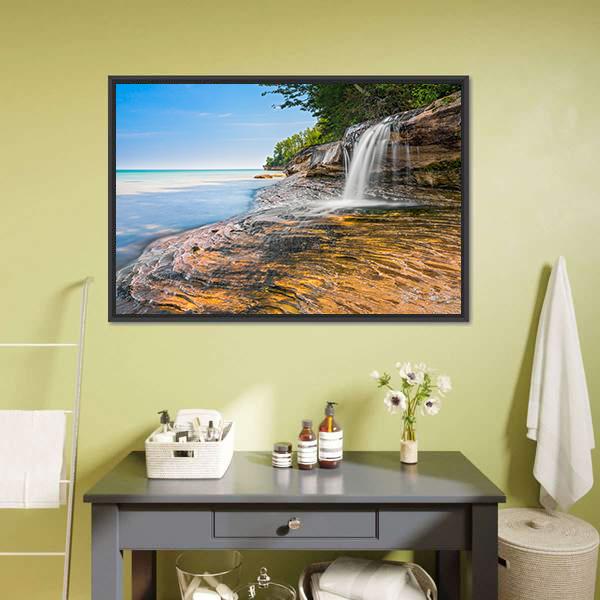 Elliot Waterfall Canvas Wall Art-3 Horizontal-Gallery Wrap-25" x 16"-Tiaracle