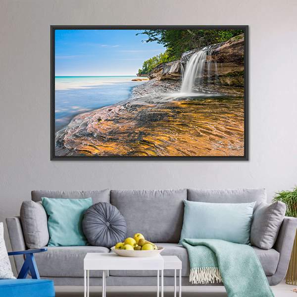 Elliot Waterfall Canvas Wall Art-3 Horizontal-Gallery Wrap-25" x 16"-Tiaracle