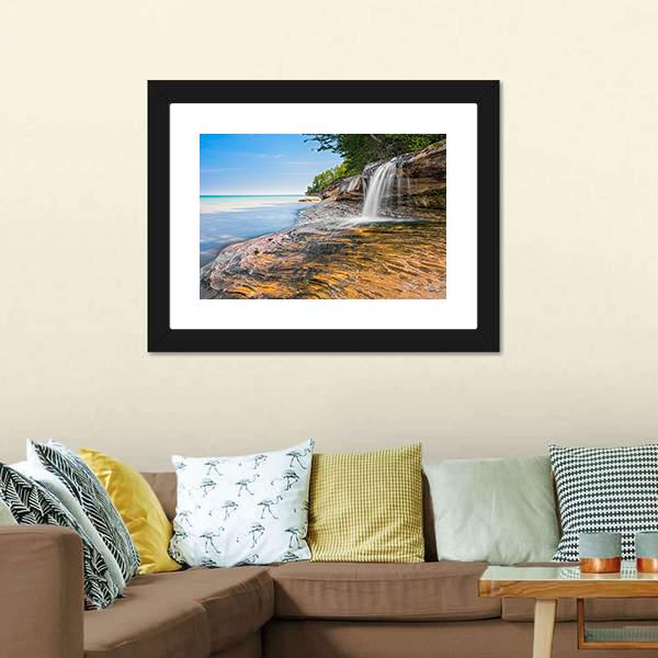 Elliot Waterfall Canvas Wall Art-1 Piece-Framed Print-20" x 16"-Tiaracle