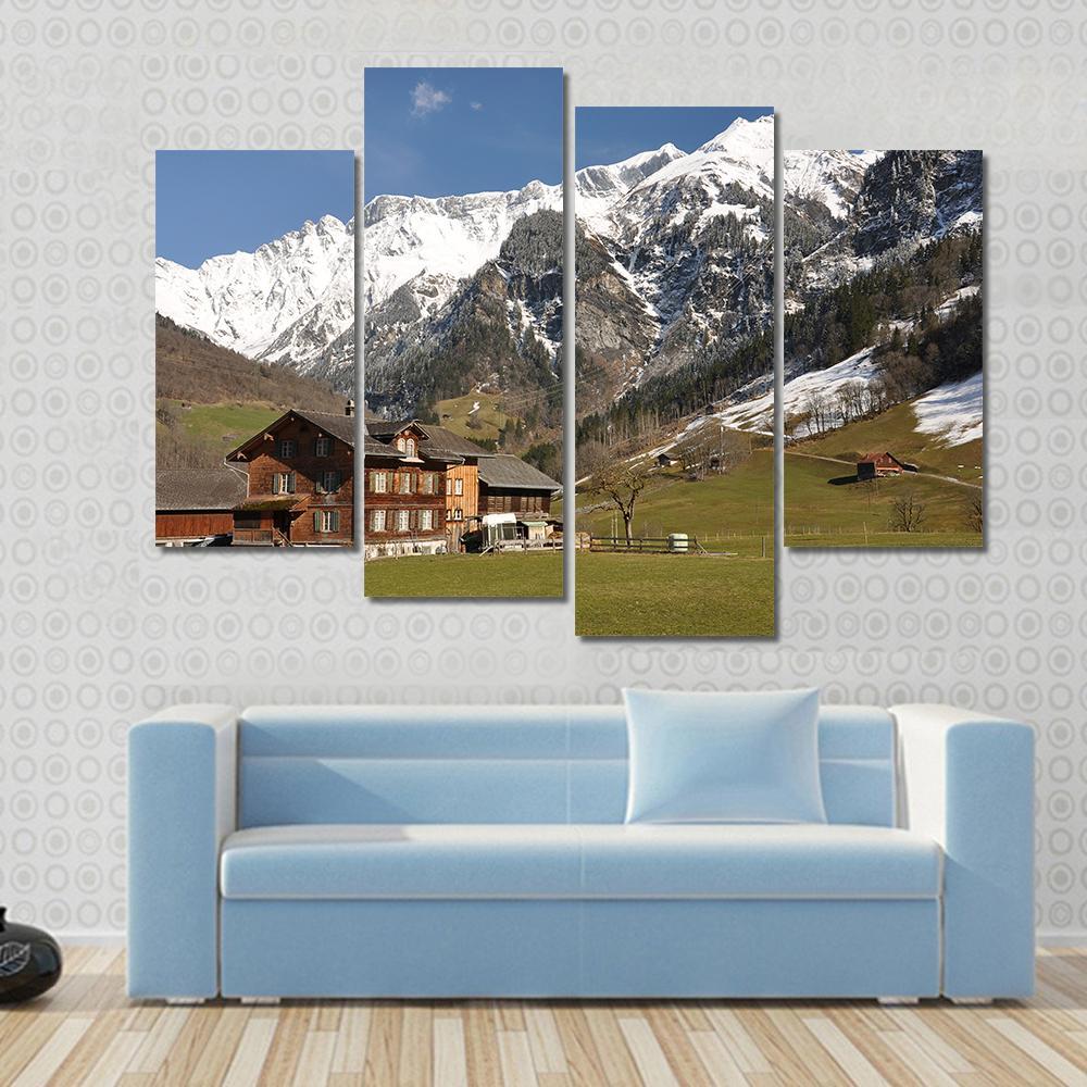 Elm Village Switzerland Canvas Wall Art-4 Pop-Gallery Wrap-50" x 32"-Tiaracle
